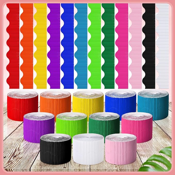 Harloon 12 Rolls 600 ft Scalloped Bulletin Board Borders Decorative Classroom Bulletin Board Trim Poster Decor for Teacher Students White Cork Wall Locker