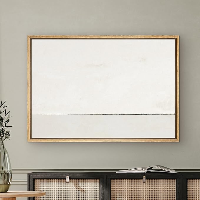SIGNWIN Framed Canvas Print Wall Art White Watercolor Pastel Landscape Abstract Shapes Illustrations Modern Art Decorative Chic Minimal for Living Room, Bedroom, Office - 16"x24" Natural