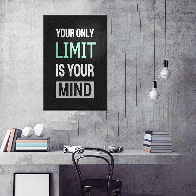 Inspirational Office Decor Canvas Wall Art Motivational Limit Entrepreneur Quotes Poster Print Artwork for Home Bedroom Living Room Wall Decoration Ready to Hang [12''Wx18''H]
