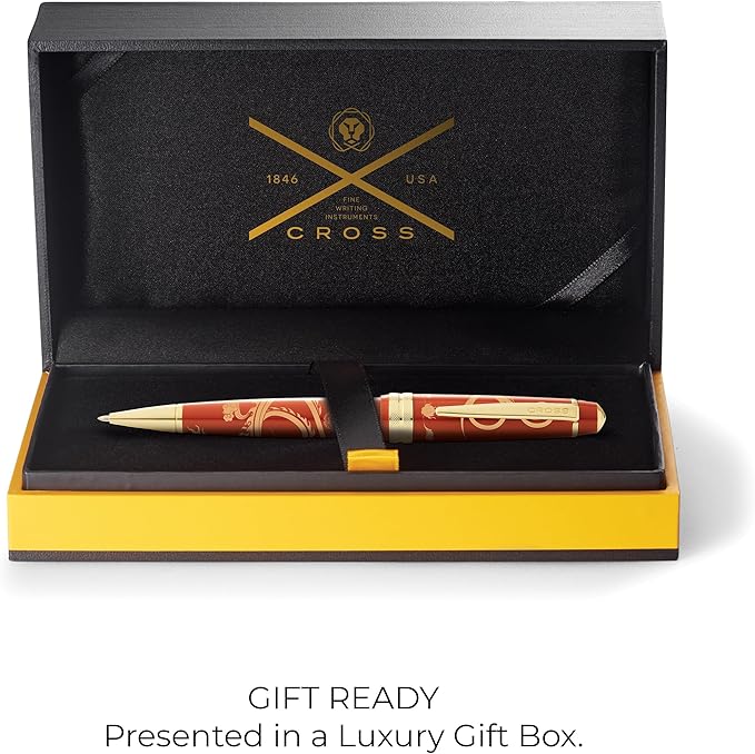 Cross Bailey Light 2024 Year of the Dragon Polished Amber Resin and Gold Tone Ballpoint Pen with Pad Printing