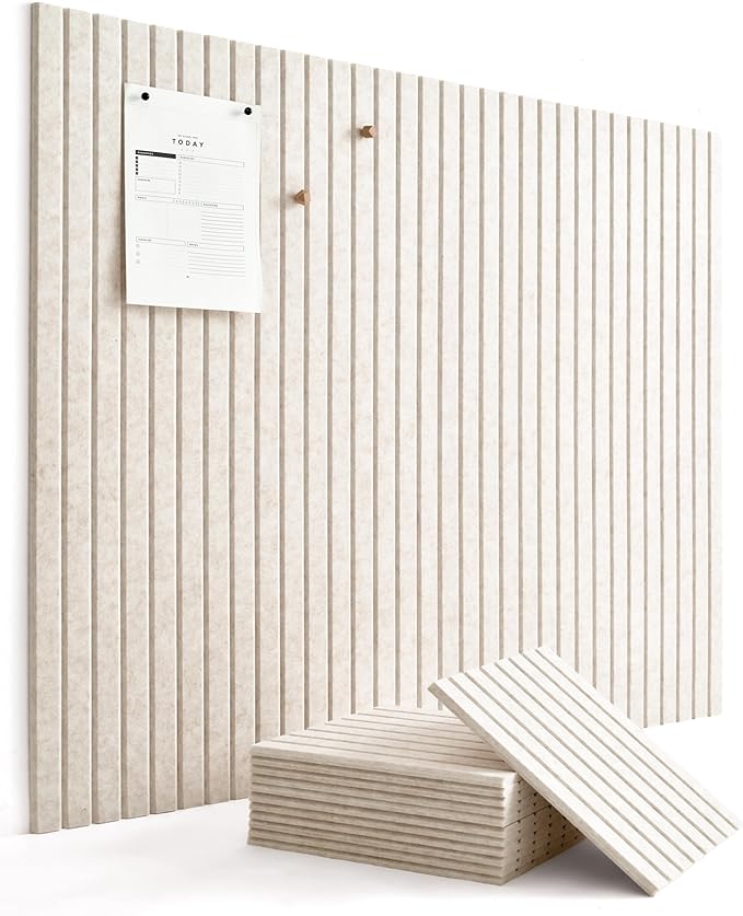 Large Bulletin Board 48"x36" - Office Wall Organizer, Replace your Old Cork Boards for Walls for Office Decor -12-pack Felt Wall Panels to Use in Home Office Decor, Classroom Decor (Limestone)