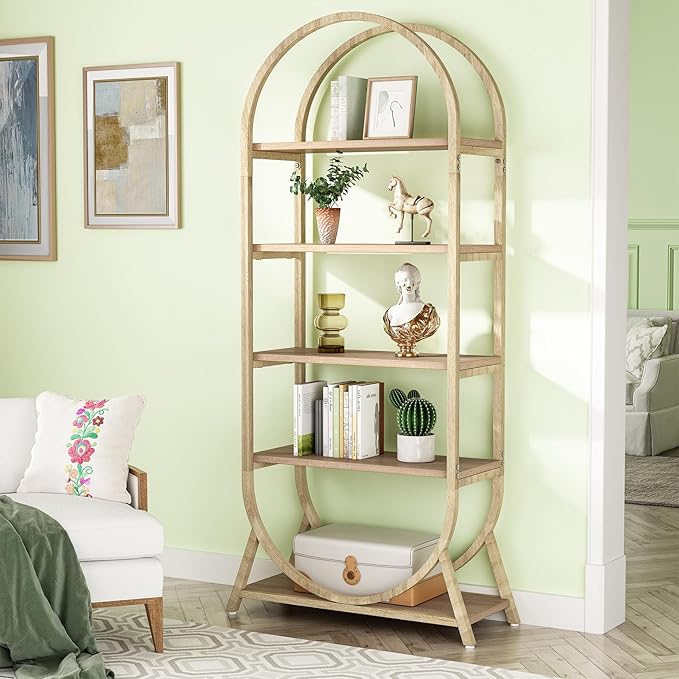 Tribesigns 5-Tier Open Bookshelf, 70.8" Tall Arched Bookcase, Modern Storage Bookshelves, Freestanding Display Rack Shelving Unit for Office, Bedroom, Living Room, Easy Assembly