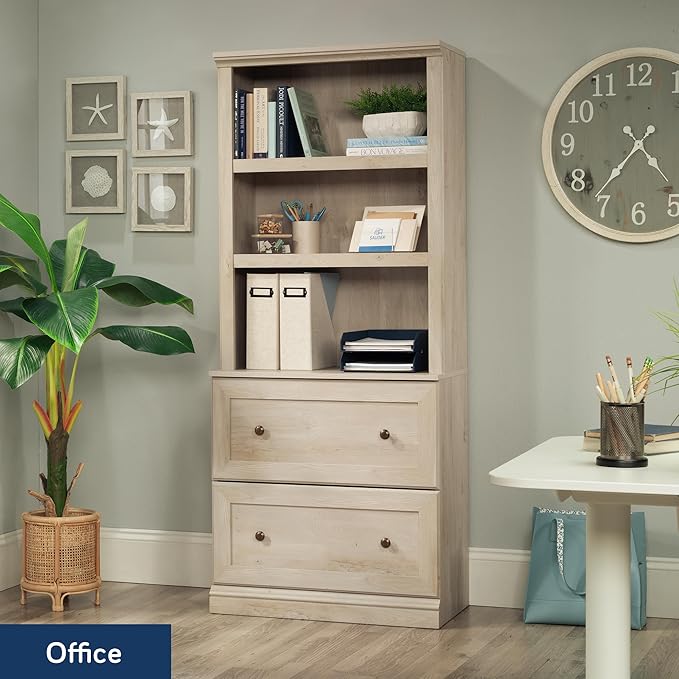 Sauder Miscellaneous Storage Library, Chalked Chestnut Finish