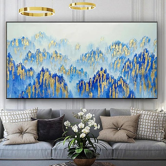 Framed Large Office Wall Art Print Canvas Painting Wall Art Abstract Oil Painting Home Wall Decorations For Living Room 40x80cm/(16x31inch) with-Black-Frame