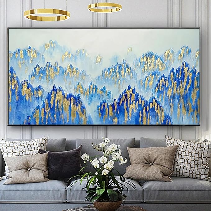 Framed Large Office Wall Art Print Canvas Painting Wall Art Abstract Oil Painting Home Wall Decorations For Living Room 85x170cm/(34x68inch) with-Black-Frame