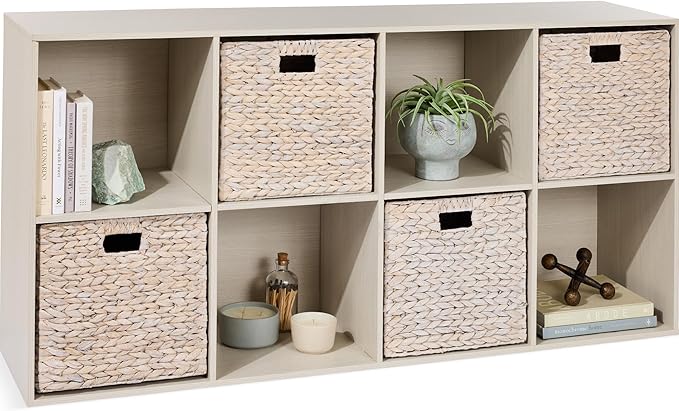 Best Choice Products 8-Cube Storage Organizer, 11in Shelf Opening, Bookcase, Display Shelf, Customizable w/ 3 Removable Back Panels – Whitewash