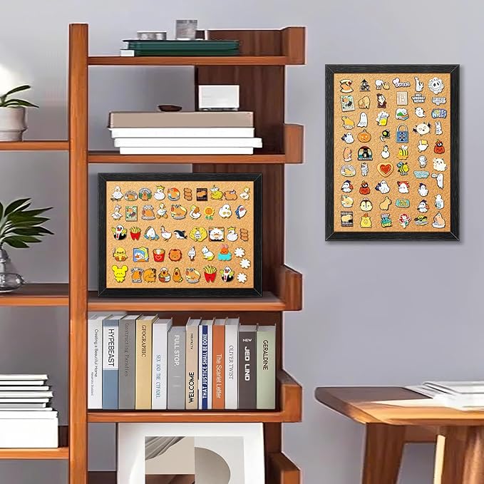 tutata Enamel Pin Display Board, 16'' x 12'' Pin Display Frame, Lapel Pin Holder, Wall Mounted Cork Board for Brooch Pin Storage