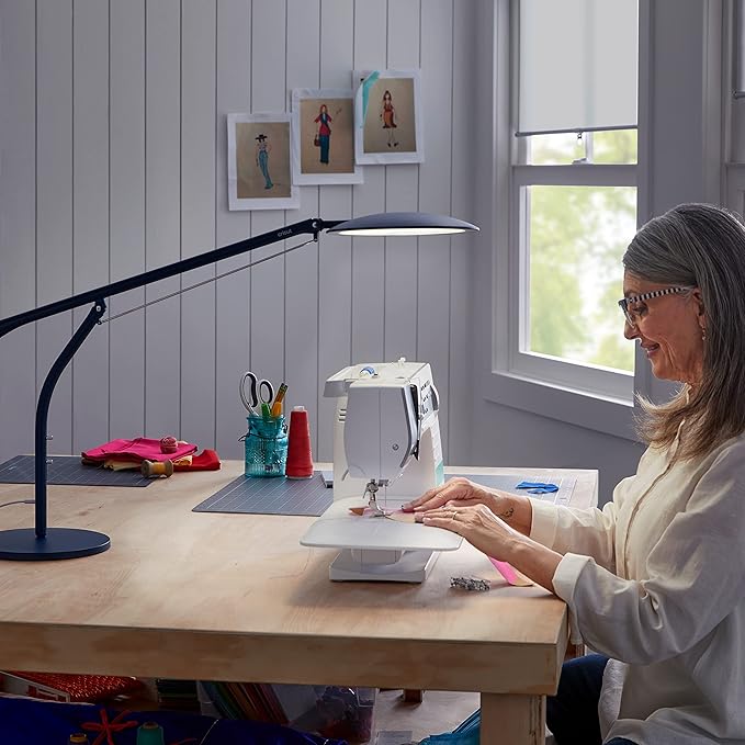 Cricut Bright Adjustable LED Desk Lamp with Swing Arm for Crafts, Bedroom, Home Office - Indigo