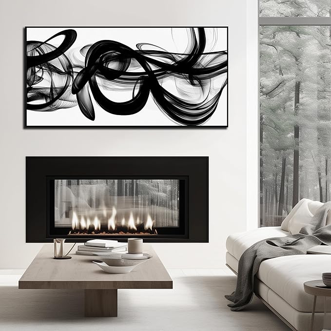 MDHKVPM Abstract Pictures For Living Room Black And White Canvas Wall Art For Office Large Picture Frames For Wall 29 x 58 Inch