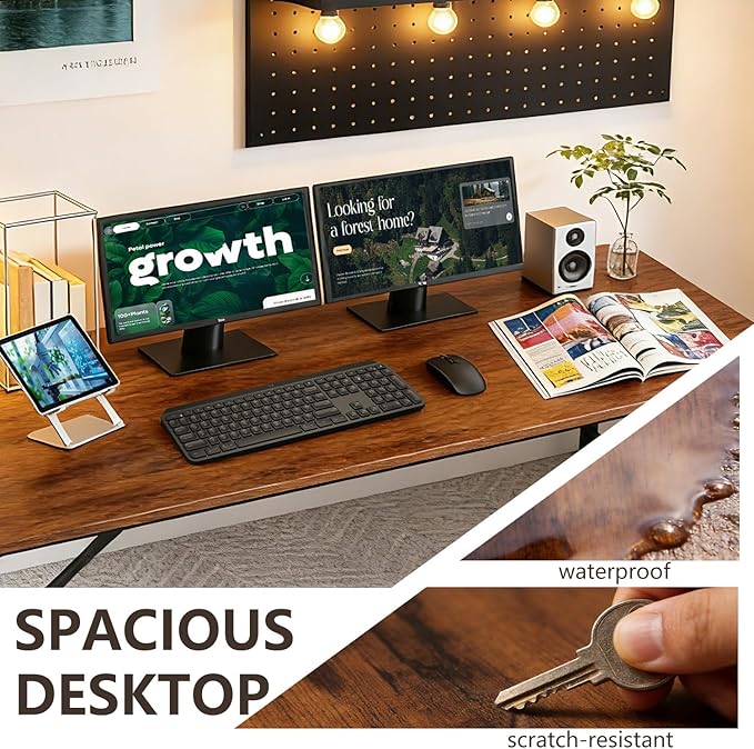 BestOffice Computer Desk,Home Office Desk, Modern Simple Style for Home Office Study Writing (Brown, 55 Inch)