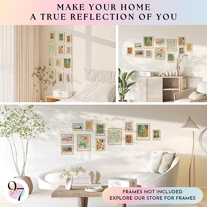 97 Decor Vintage Eclectic Wall Art Prints - Artsy Maximalist Decor Gallery Wall Prints for Bedroom Dorm, Famous Art Posters for Room Aesthetic Pictures, Colorful Eclectic Decorations (Unframed)