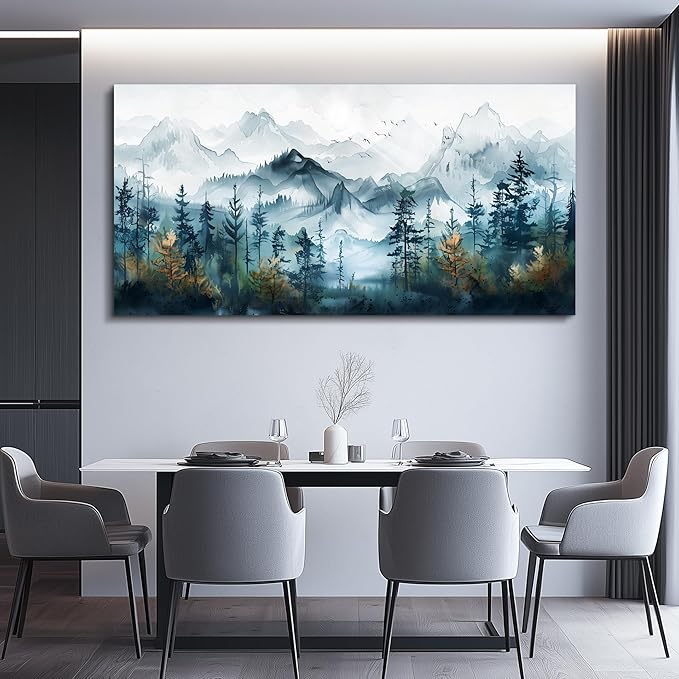 FUHAIHUA Large Wall Art For Living Room Canvas Wall Decor For Bedroom Modern Office Decorations Misty Forests Trees Wall Pictures Artwork Ink Landscape Painting Works Room Aesthetic Mural 30x60 In