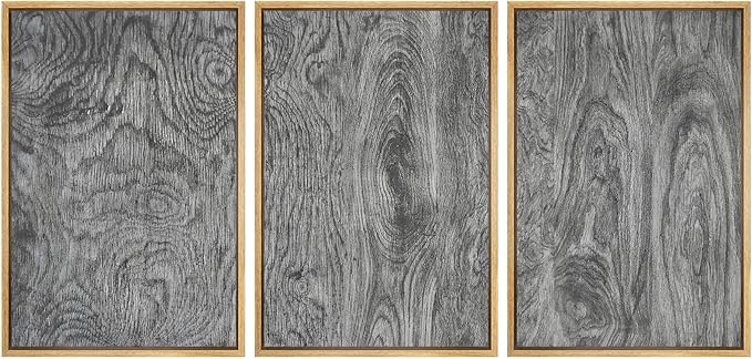 SIGNWIN Framed Canvas Print Wall Art Set Dark Wood Grain Texture Rustic Modern Natural Pattern Illustrations Modern Art Decorative Abstract for Living Room, Bedroom, Office - 24"x36"x3 Natural