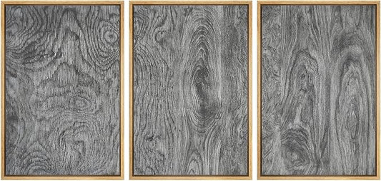 SIGNWIN Framed Canvas Print Wall Art Set Dark Wood Grain Texture Rustic Modern Natural Pattern Illustrations Modern Art Decorative Abstract for Living Room, Bedroom, Office - 24"x36"x3 Natural