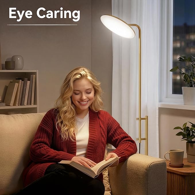 SUNMORY 32W/3000LM Floor Lamps, Super Bright LED Standing Lamp with Remote Control, Adjustable Tall Lamp with 350°Rotating Head, Modern Dimmable Torchiere Corner Lamp for Living Room, Bedroom, Office