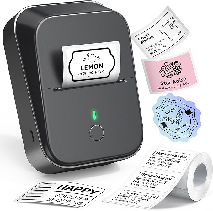 PM260 Label Maker Machine with Tape, 2 Inch Label Tape Maker Bluetooth Label Printer, Inkless Portable Label Maker with Smart AI APP for Home, Kitchen, School, Office Organization, Black