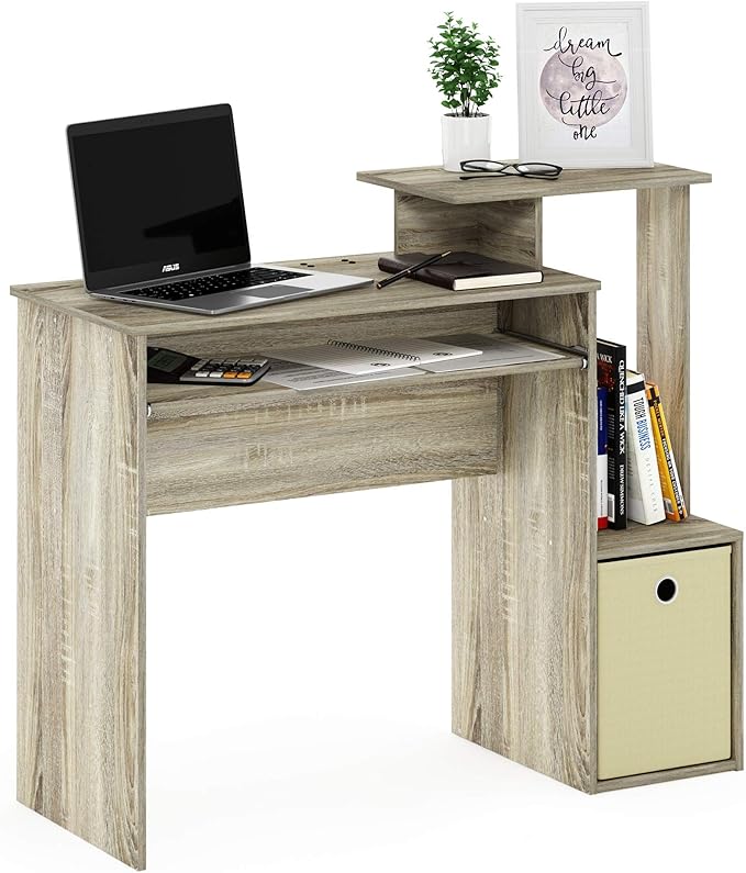 Furinno Econ Multipurpose Home Office Computer Writing Desk, Sonoma Oak/Ivory