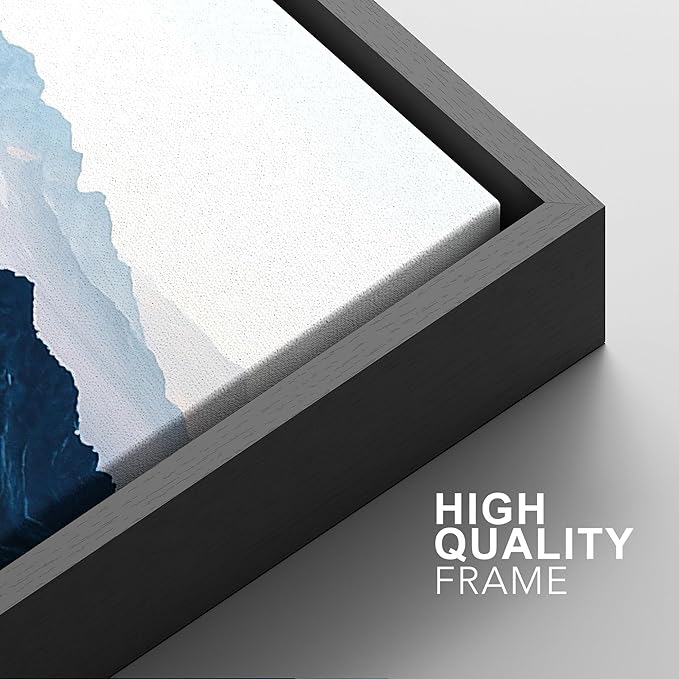 SIGNFORD Framed Wall Art Print Set Snowy Mountain Valley Majestic Winter Alpine Scene Digital Art Modern Art Contemporary for Living Room, Bedroom, Office - 24"x36"x3 Black