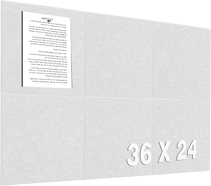 Large Cork Boards 36" x 24", White Bulletin Board for Wall, 6 Pack Felt Cork Tiles with Safe Removable Adhesive Tabs, CorkBoards for Office, Classroom, Home