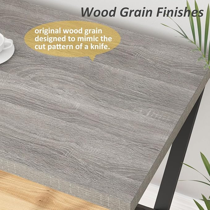 IBF Gray Computer Desk, Modern Writing Study Desk for Home Office, Industrial Wooden Metal Executive Work Desk, Simple Pc Gaming Laptop Workstation Computer Table in Bedroom, Light Grey Oak, 55 Inch