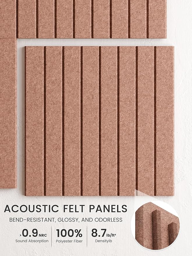 Bumusty Large Cork Board Alternative-48 x 36" Felt Bulletin Board Tiles, with 30 Pushpins, 70 Adhesive Tabs, 12-Pack Slat Wall Paneling, Cork Boards for Office Push Pin Board Felt Board-Terracotta