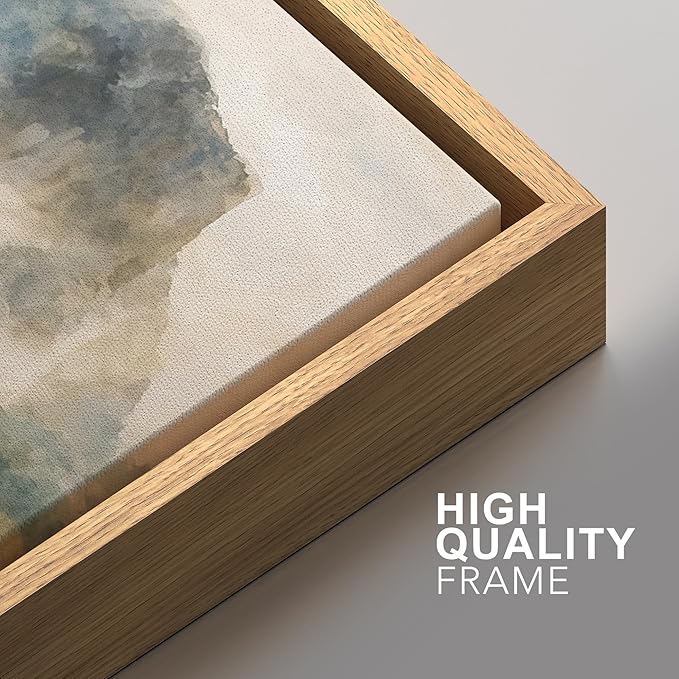 SIGNFORD Framed Wall Art Print Set Misty Mountain Valley Watercolor Serene Nature Landscape Digital Art Modern Art Contemporary for Living Room, Bedroom, Office - 16"x24"x3 Natural