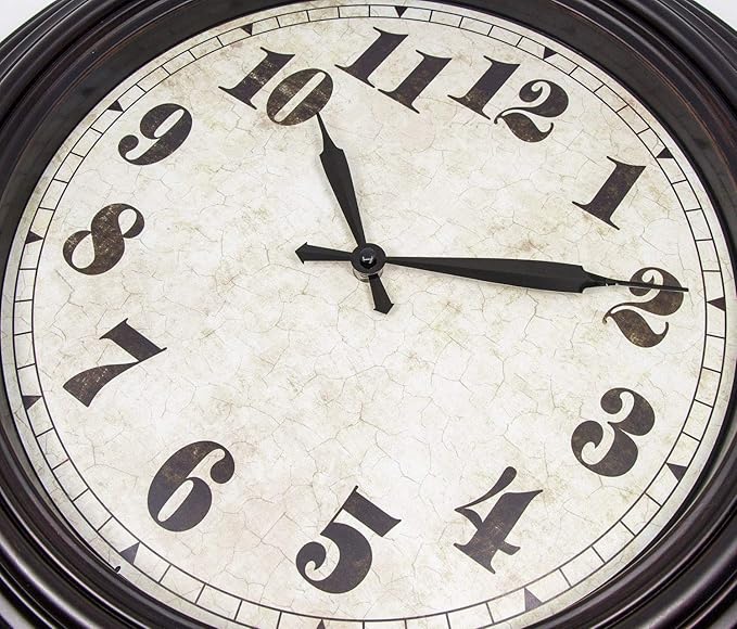 45MinST 20 Inches Retro Round Large Wall Clocks, Silent Non Ticking Battery Operated Movement Easy to Read Wall Clock with Arabic Numerals