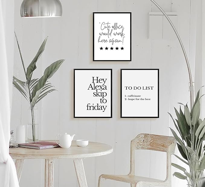 3pcs Inspirational Canvas Wall Art Office Posters Inspirational Quotes Wall Decor Painting Funny Quotes Pictures-cute office would work here again- Prints for Bedroom,Living Room,Office unframed