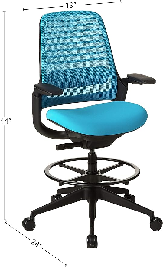 Steelcase Series 1 Stool Chair, Graphite Frame with 3D Microknit Fabric (Blue Jay)