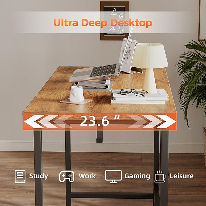 Mericonia 48 inch Rolling Computer Desk with Wheels, Gaming Desk for Small Spaces, Modern Simple Style Table for Home Office, Study Writing Table