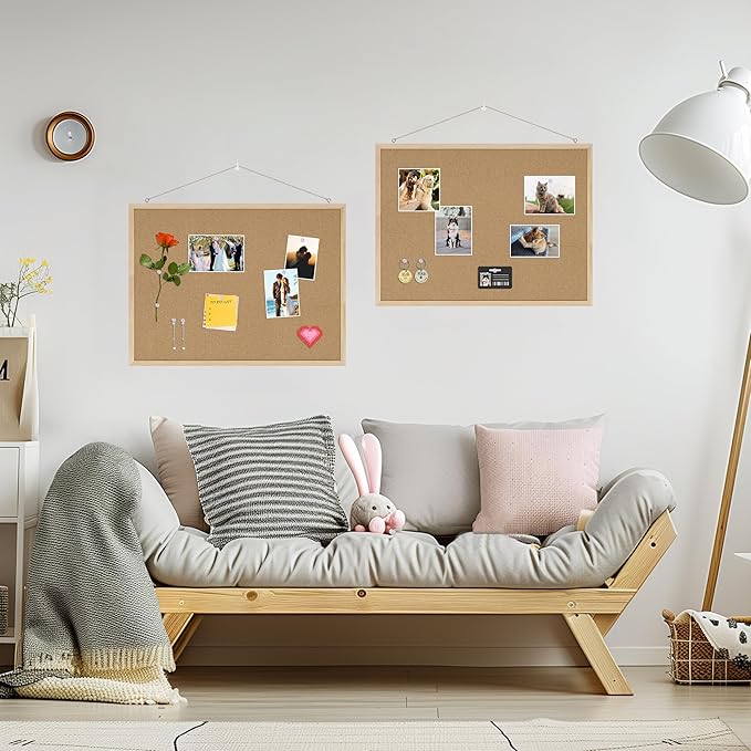 Cork Board Bulletin Board,24x18 Cork Board for Office with Pin Oak Wood Boards,Message Board or Vision Board Decoration.