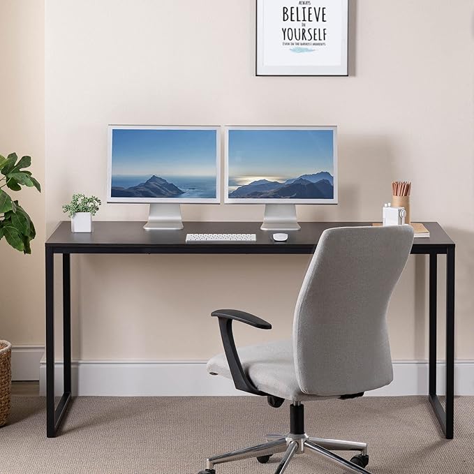 Zinus Jennifer 63 Inch Black Frame Desk, Computer Workstation, Office Desk, Easy Assembly, Deep Espresso
