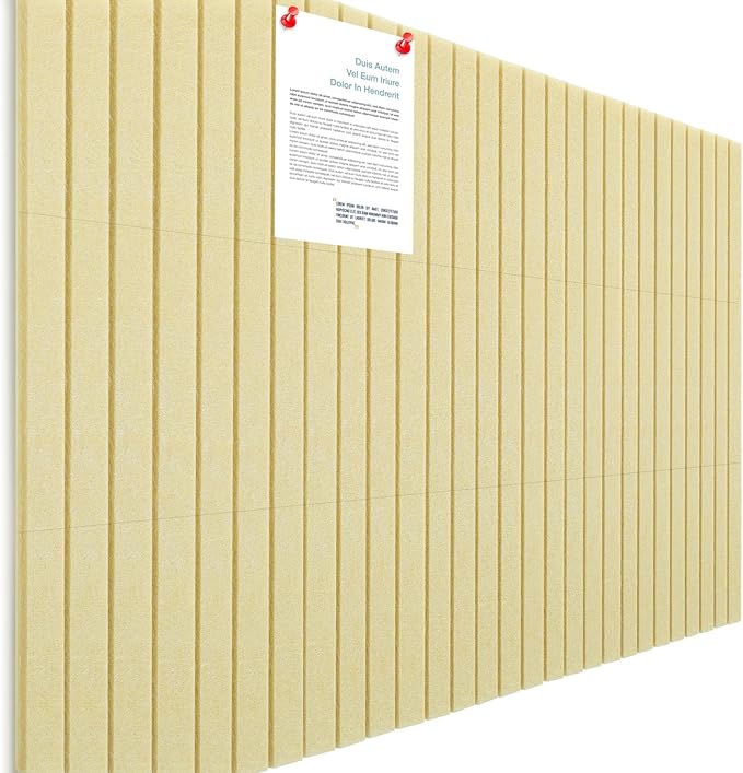 Honoson 12 Pack 47" x 35" Large Cork Board Alternative Felt Bulletin Board Wall Tiles with Safe Square Adhesive Large Roll Cork Tiles for Walls Organize Home Office Classroom Pin Panels (Light Yellow)