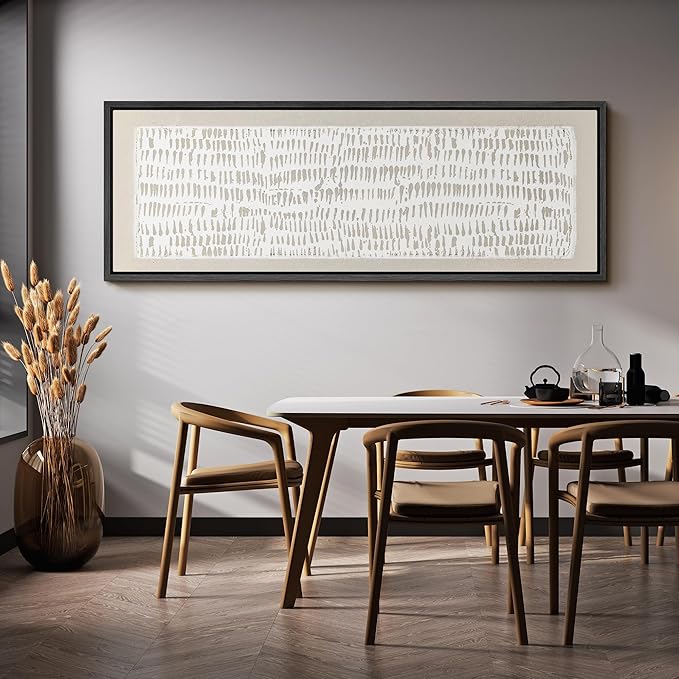SIGNFORD Large Framed Canvas Minimalist Beige Tribal Pattern Illustrations Modern Art Calm Warm for Living Room, Bedroom, Office - 60"x20"