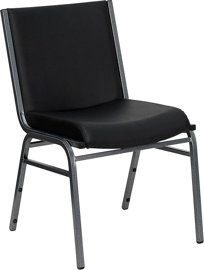 Flash Furniture 4 Pack HERCULES Series Heavy Duty Black Vinyl Stack Chair