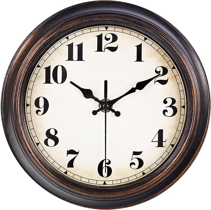 Vintage Wall Clock 8 Inch Retro Silent Small Wall Clocks Battery Operated for Kitchen Bathroom Bedroom Home Decor (Bronze)