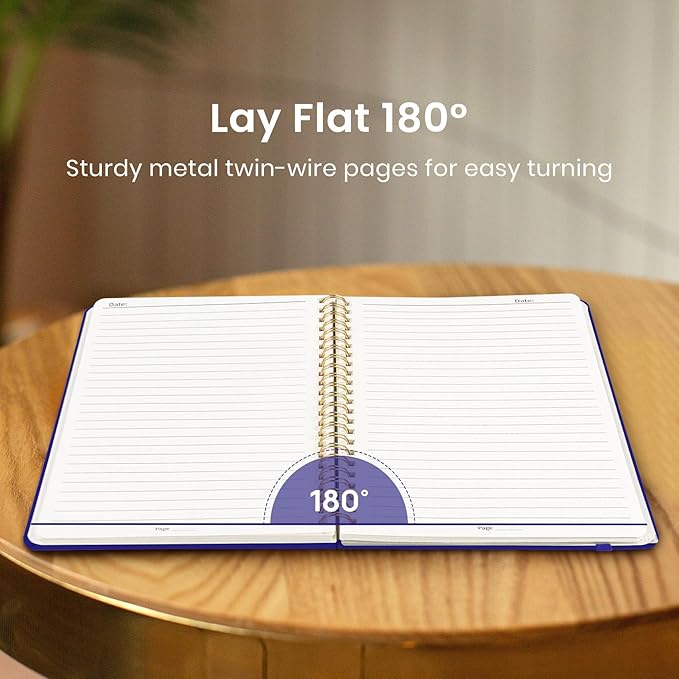 Taja Lined Spiral Journal Notebook for Women & Men, 140 Pages, College Ruled Hardcover Notebook for Work & Note Taking, Journals for Writing, A5(5.7" x 7.9") – Deep Blue