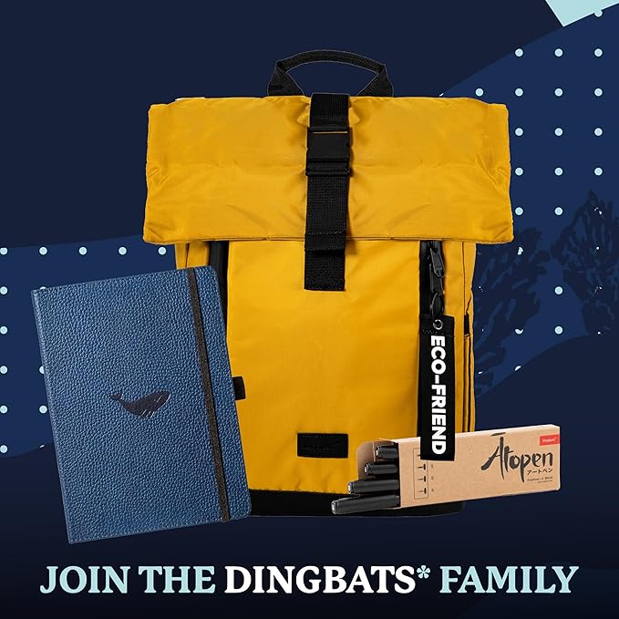 Dingbats* Wildlife Grid Writing Journal Notebook A5 - Vegan Leather Hardcover - Ideal for Work, Travel - Pocket, Elastic Closure, & Bookmark