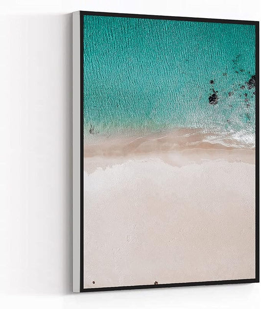 Wall Art Framed Ready to Hang Aerial View Of Beach During Daytime Canvas Wall Art For Home Office Decoration 20*30 inches