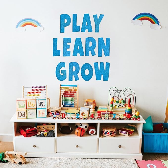 Glitter Bulletin Board Letters for Classroom Alphabet Poster Board Letters for Bulletin Board Display Home School Classroom Decor(Blue,4 Inch)