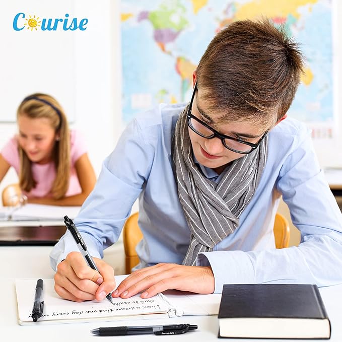 30 Pack Black Gel Pens, Retractable Medium Point Gel Ink Pens Smooth Writing for School Office Home, Comfort Grip(15 Pens with 15 Refills)