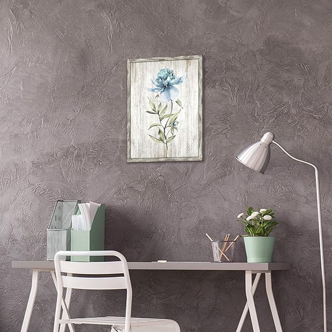 UTOP-art Framed Flower Wall Art Print: Blossom Floral Picture Prints on Rustic Wooden Textured Artwork Painting for Living Room (24'' x 18'' x 1 Panel)