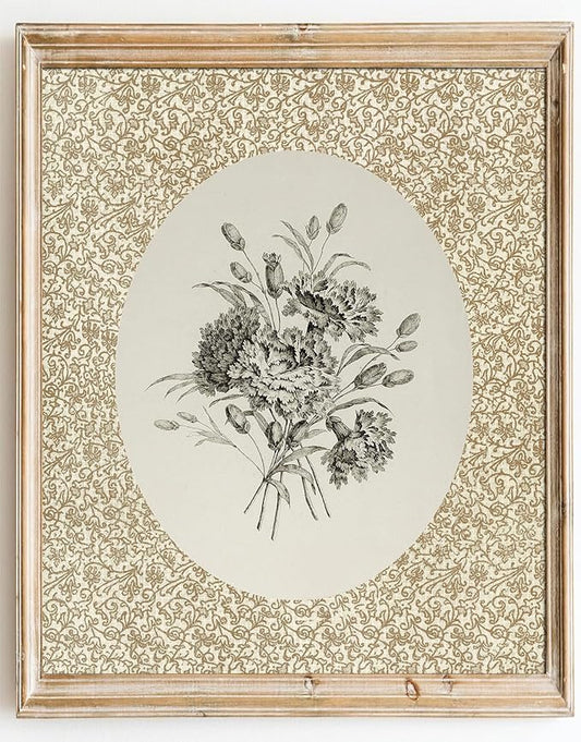 Kizbok Vintage Floral Wall Art Prints Decor Neutral Flower Drawing Canvas Prints Antique Botanical Pattern Oil Painting, Rustic Flower Art Pictures for Cottagecore Decor, Nursery Bedroom,Bathroom, Gallery Home(8" x 10"-UNFRAMED)