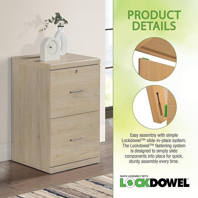 OSP Home Furnishings Alpine 2-Drawer Vertical File with Lockdowel Fastening System, 16.75 inches Wide, Norwegian Alder Finish