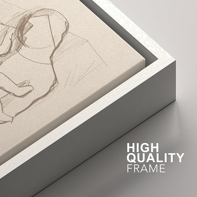 SIGNFORD Framed Wall Art Print Set Minimalist Figurative Line Drawing Modern Abstract Digital Art Modern Art Contemporary for Living Room, Bedroom, Office - 24"x36"x3 WHITE
