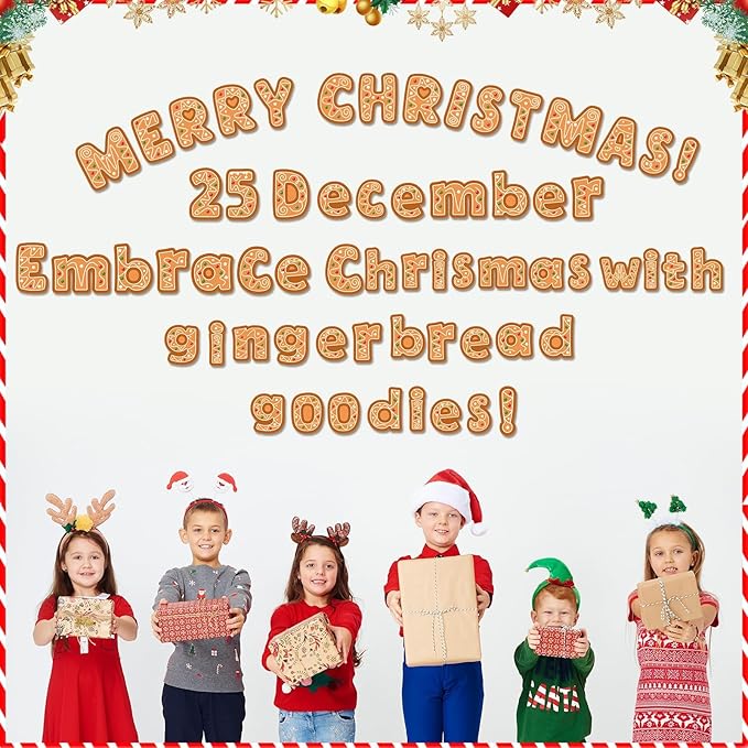 260 PCS Bulletin Board Letters for Classroom 4” Letters Combo Pack Set Christmas Gingerbread Classroom Decorations Alphabet Numbers Symbols Letters for Bulletin Board Cutouts Card for Classroom Decor