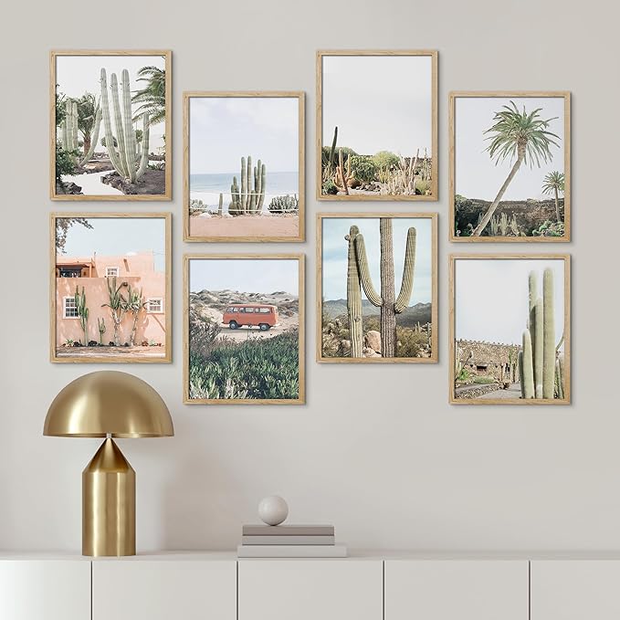 SIGNWIN Framed Poster Wall Art Set of Cactus Desert Nature Wilderness for Living Room, Bedroom, Office - 8"x10"x 8 Natural