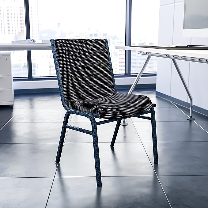 Flash Furniture HERCULES Series Heavy Duty Black Dot Fabric Stack Chair with Ganging Bracket