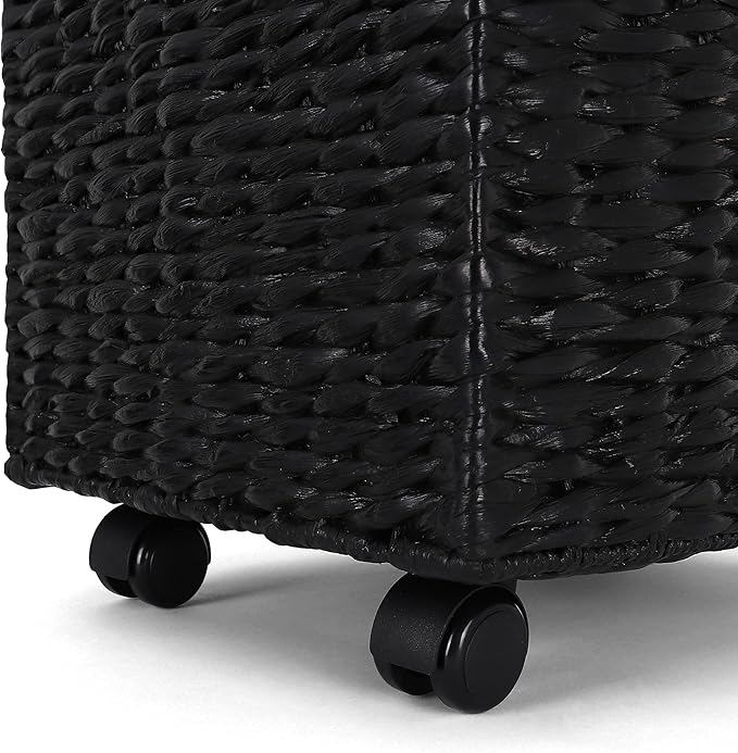 Rutledge & King File Cabinet, Seagrass Cabinet with Rolling Casters, Hanging File Organizer for Home and Office, Black (14 x 15 x 17 inches)