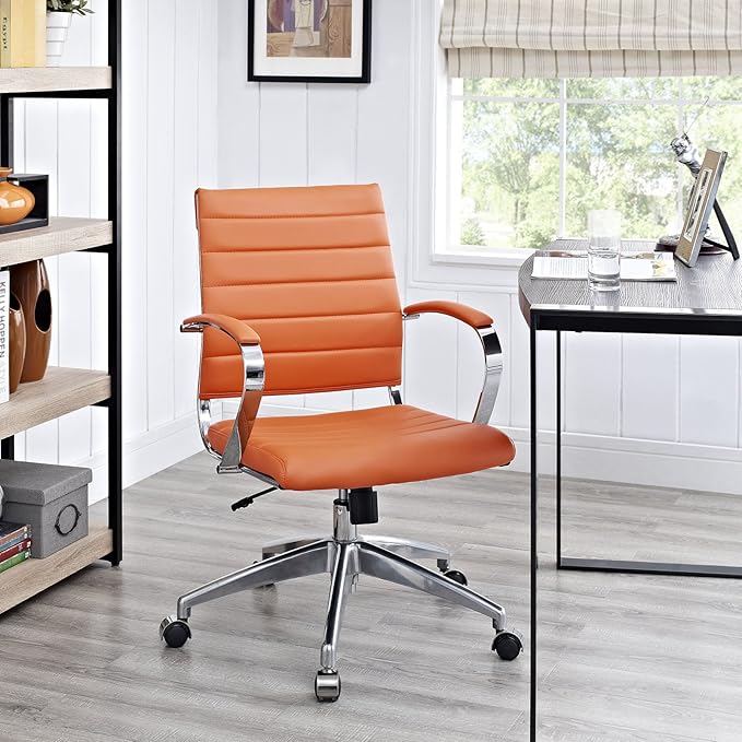 Modway Jive Ribbed, Mid Back Office Chair, Orange